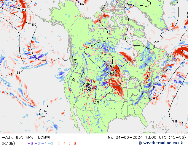 T-Adv. 850 hPa ECMWF lun 24.06.2024 18 UTC