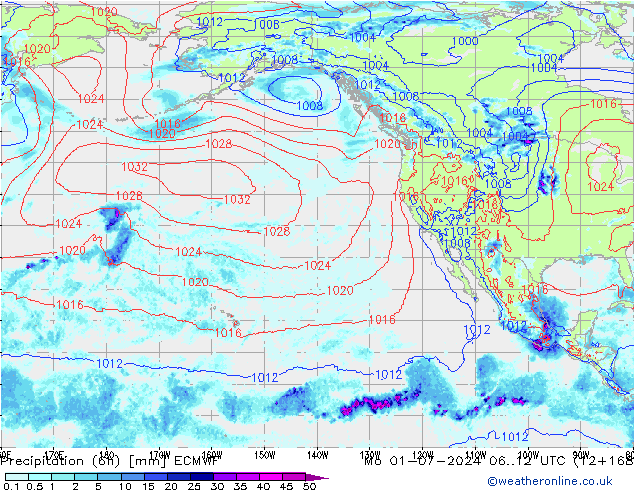 Z500/Rain (+SLP)/Z850 ECMWF Mo 01.07.2024 12 UTC