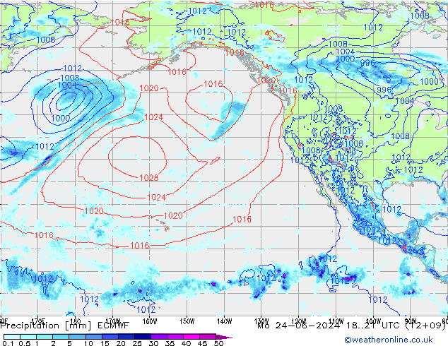 Precipitation ECMWF Mo 24.06.2024 21 UTC