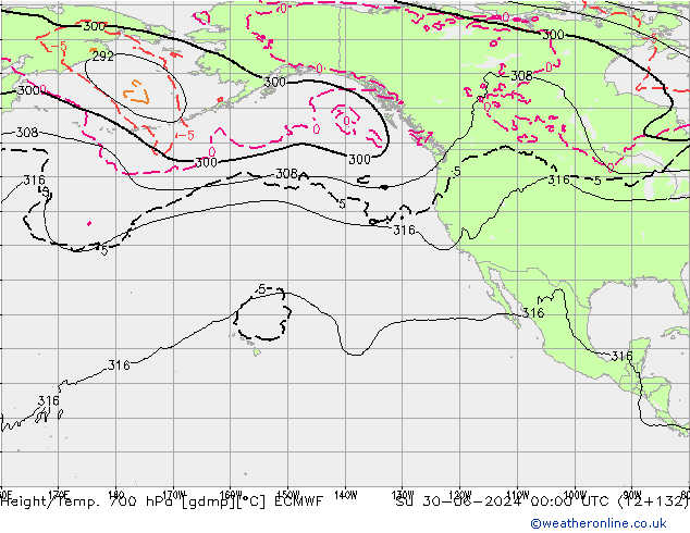 Height/Temp. 700 гПа ECMWF Вс 30.06.2024 00 UTC