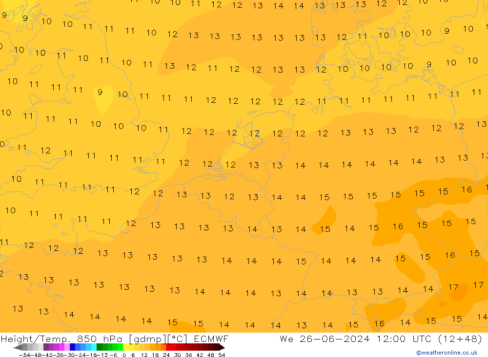 Z500/Rain (+SLP)/Z850 ECMWF We 26.06.2024 12 UTC