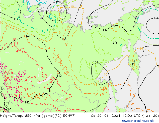 Z500/Regen(+SLP)/Z850 ECMWF za 29.06.2024 12 UTC