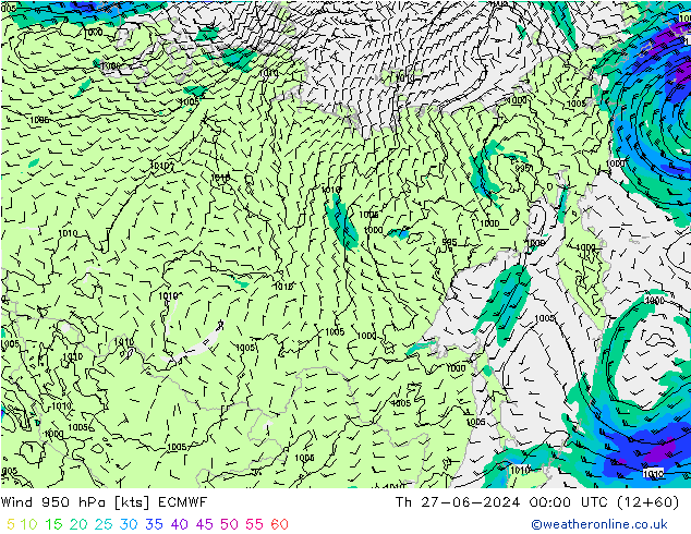 Rüzgar 950 hPa ECMWF Per 27.06.2024 00 UTC