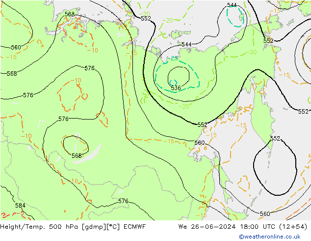 Z500/Rain (+SLP)/Z850 ECMWF St 26.06.2024 18 UTC