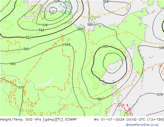 Z500/Rain (+SLP)/Z850 ECMWF Seg 01.07.2024 00 UTC