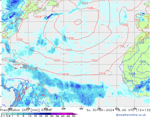 Z500/Rain (+SLP)/Z850 ECMWF Su 30.06.2024 00 UTC