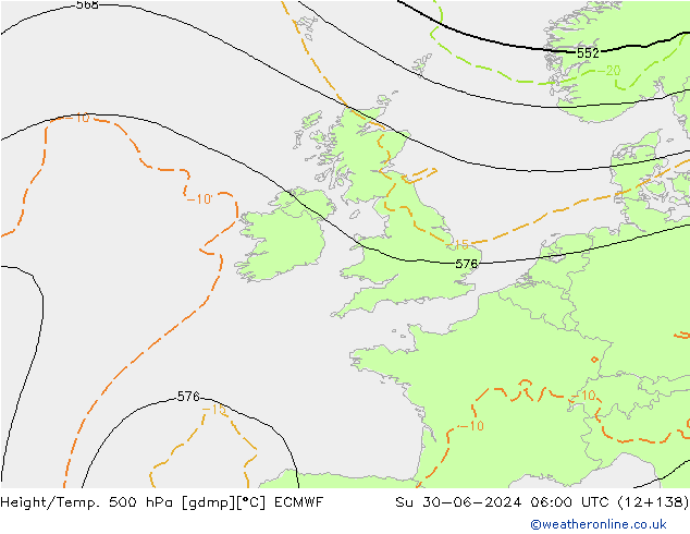 Z500/Regen(+SLP)/Z850 ECMWF zo 30.06.2024 06 UTC