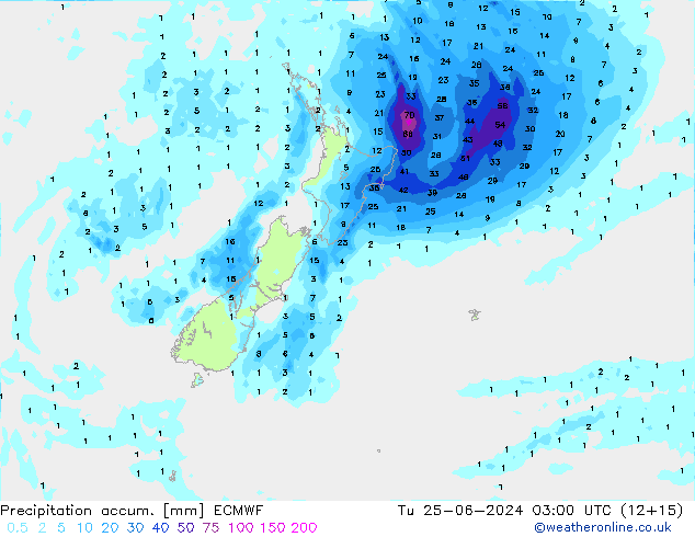 Precipitation accum. ECMWF mar 25.06.2024 03 UTC