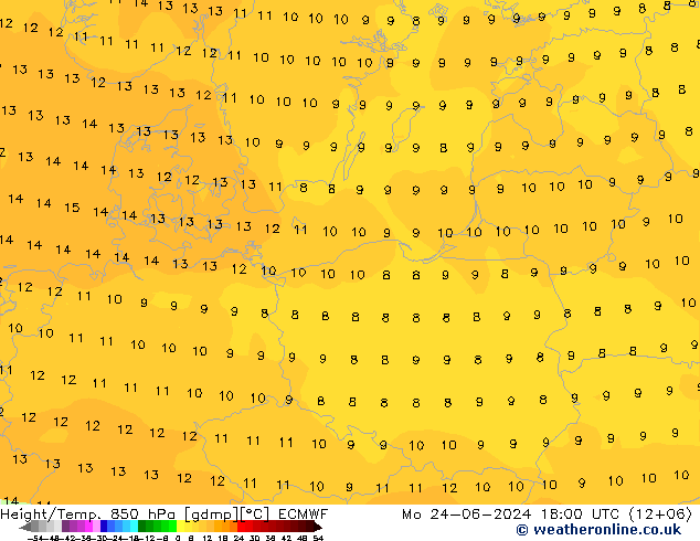 Z500/Rain (+SLP)/Z850 ECMWF Mo 24.06.2024 18 UTC