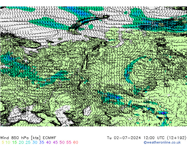 Vento 850 hPa ECMWF mar 02.07.2024 12 UTC