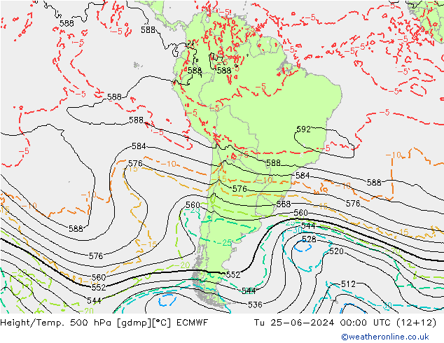 Z500/Regen(+SLP)/Z850 ECMWF di 25.06.2024 00 UTC