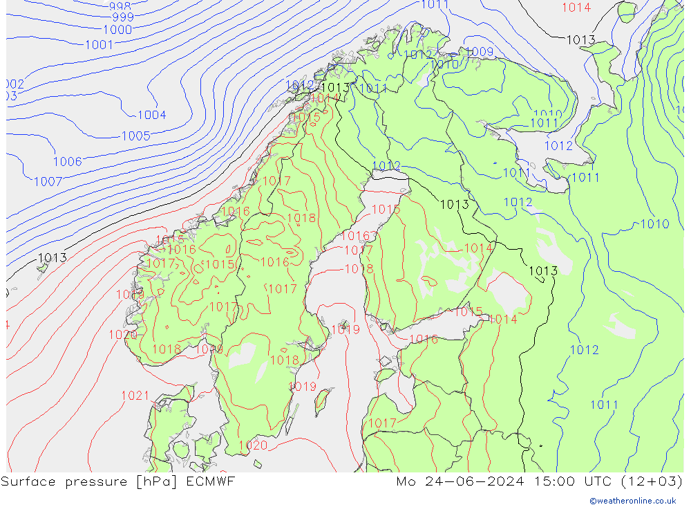 Yer basıncı ECMWF Pzt 24.06.2024 15 UTC