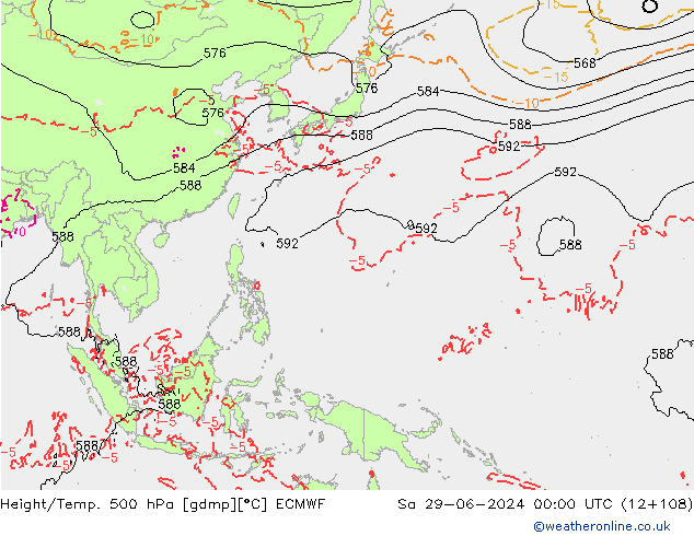 Height/Temp. 500 hPa ECMWF Sa 29.06.2024 00 UTC