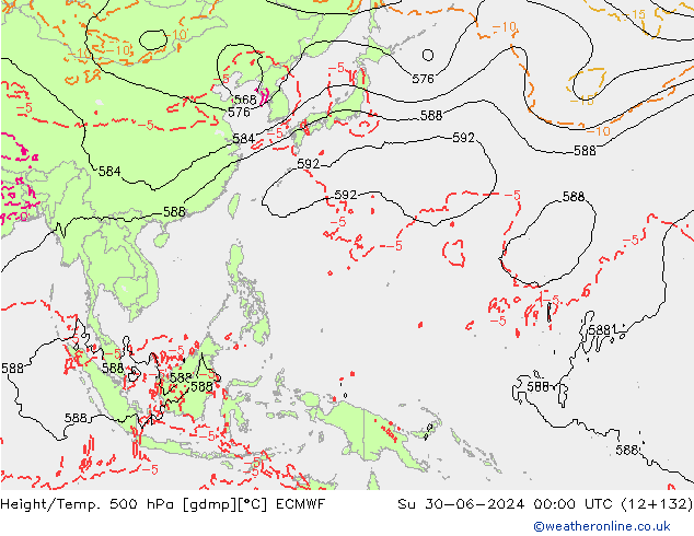 Z500/Rain (+SLP)/Z850 ECMWF dom 30.06.2024 00 UTC