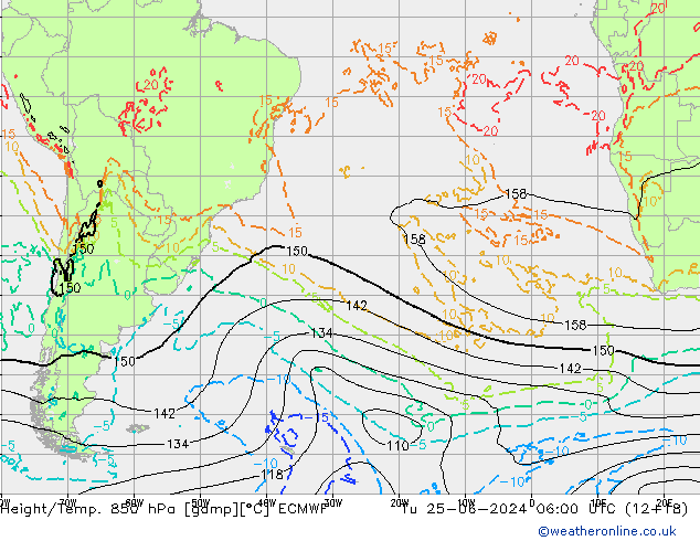 Z500/Rain (+SLP)/Z850 ECMWF Tu 25.06.2024 06 UTC