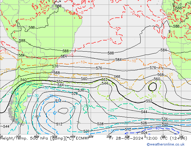 Height/Temp. 500 hPa ECMWF  28.06.2024 12 UTC