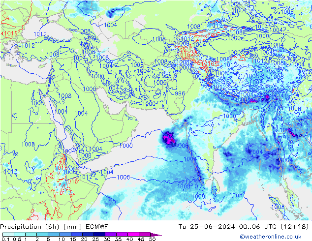 Z500/Rain (+SLP)/Z850 ECMWF Tu 25.06.2024 06 UTC