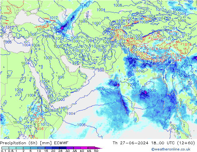 Z500/Rain (+SLP)/Z850 ECMWF Th 27.06.2024 00 UTC