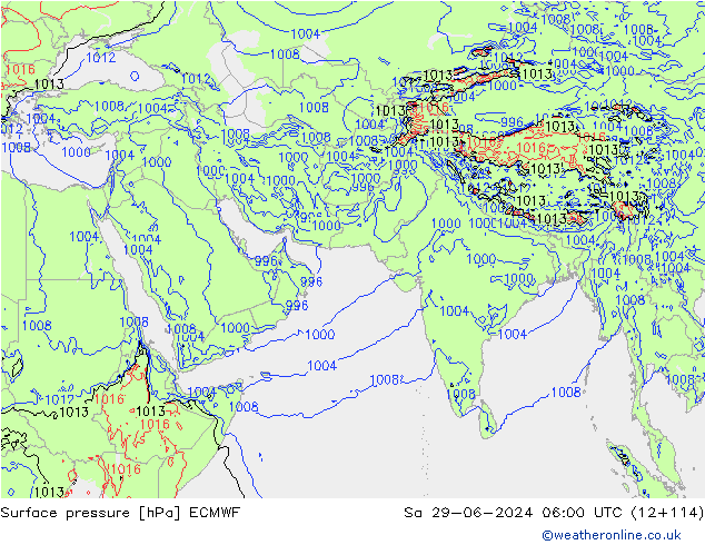 Surface pressure ECMWF Sa 29.06.2024 06 UTC