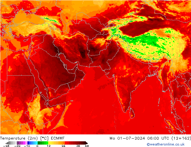 Temperature (2m) ECMWF Mo 01.07.2024 06 UTC