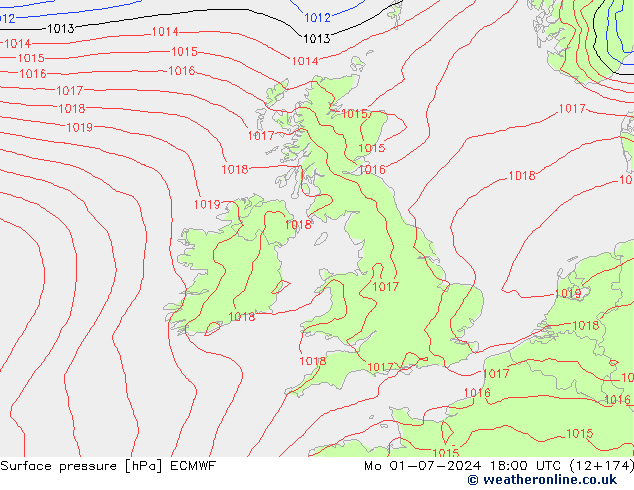 ciśnienie ECMWF pon. 01.07.2024 18 UTC