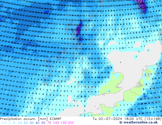 Precipitation accum. ECMWF mar 02.07.2024 18 UTC