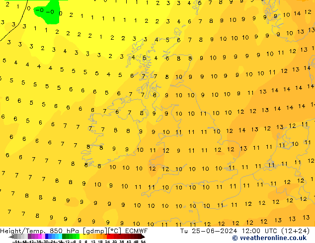 Z500/Yağmur (+YB)/Z850 ECMWF Sa 25.06.2024 12 UTC