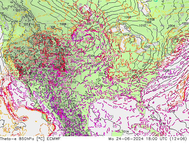 Theta-e 850hPa ECMWF  24.06.2024 18 UTC