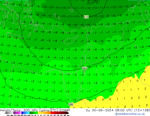 Z500/Rain (+SLP)/Z850 ECMWF  30.06.2024 06 UTC