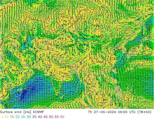 Surface wind ECMWF Th 27.06.2024 06 UTC