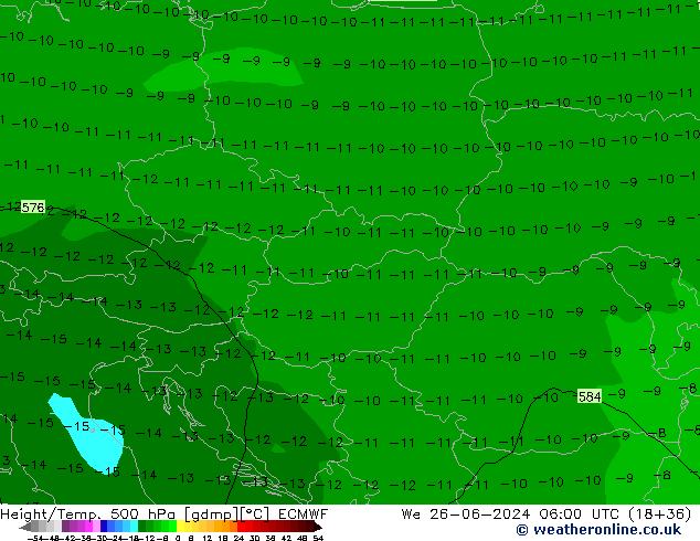 Z500/Yağmur (+YB)/Z850 ECMWF Çar 26.06.2024 06 UTC