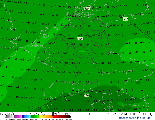 Z500/Rain (+SLP)/Z850 ECMWF mar 25.06.2024 12 UTC