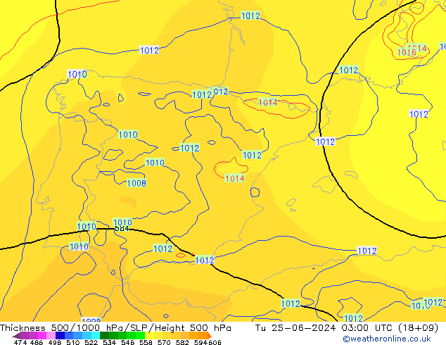 Thck 500-1000hPa ECMWF  25.06.2024 03 UTC