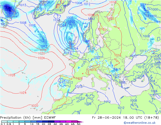 Z500/Yağmur (+YB)/Z850 ECMWF Cu 28.06.2024 00 UTC