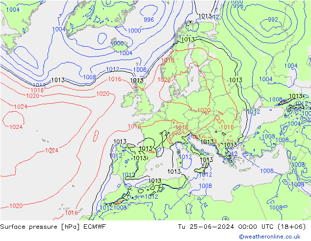 Luchtdruk (Grond) ECMWF di 25.06.2024 00 UTC