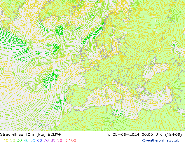 风 10m ECMWF 星期二 25.06.2024 00 UTC