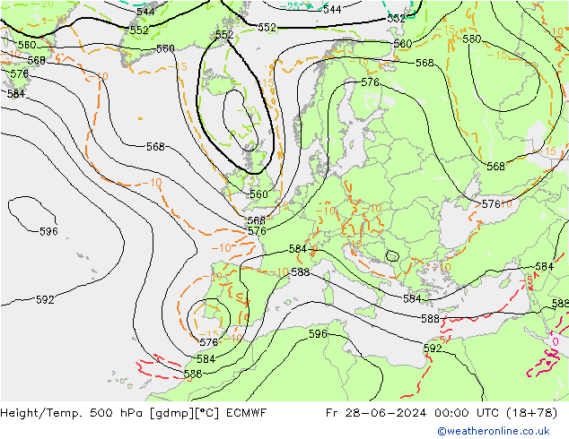 Z500/Yağmur (+YB)/Z850 ECMWF Cu 28.06.2024 00 UTC