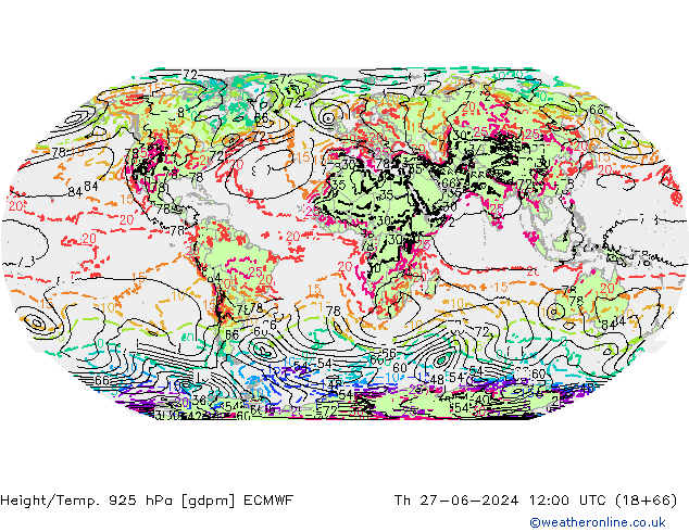 Height/Temp. 925 hPa ECMWF  27.06.2024 12 UTC