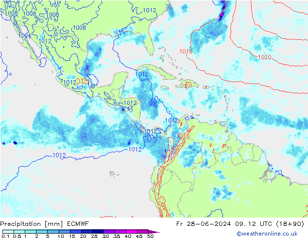 Neerslag ECMWF vr 28.06.2024 12 UTC