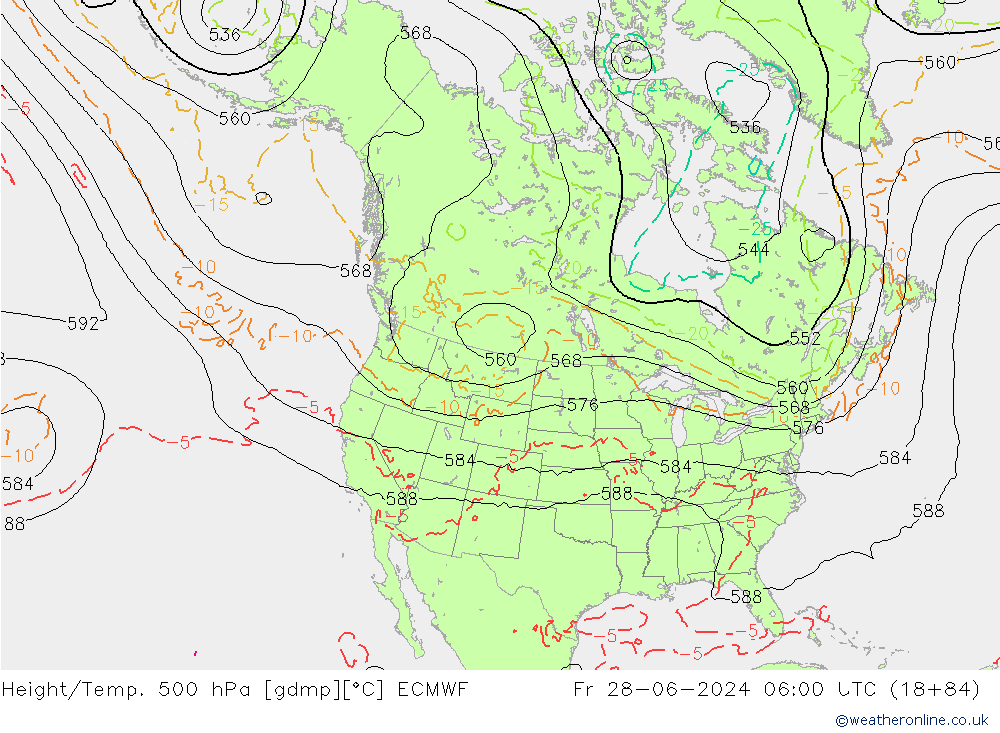 Z500/Rain (+SLP)/Z850 ECMWF ven 28.06.2024 06 UTC