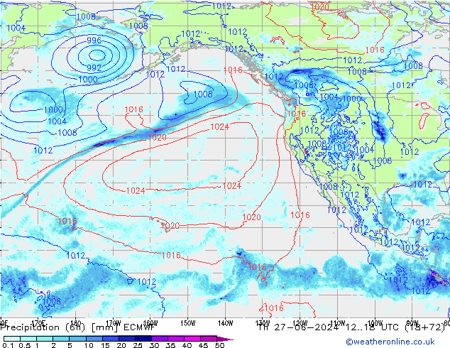 Z500/Rain (+SLP)/Z850 ECMWF Th 27.06.2024 18 UTC