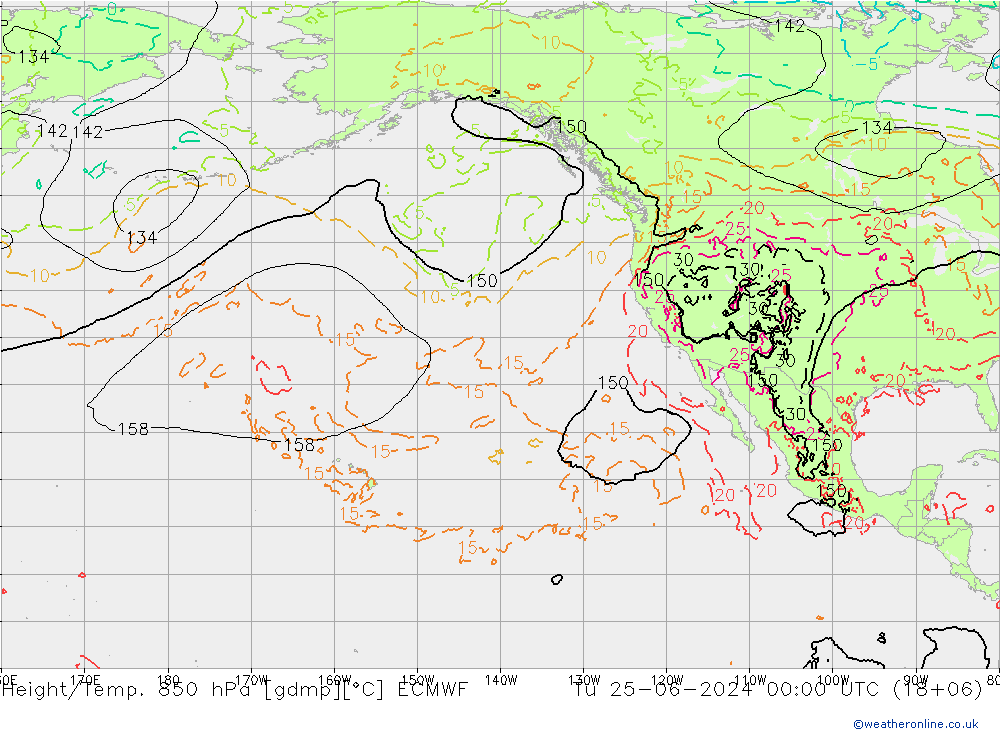 Z500/Rain (+SLP)/Z850 ECMWF Út 25.06.2024 00 UTC