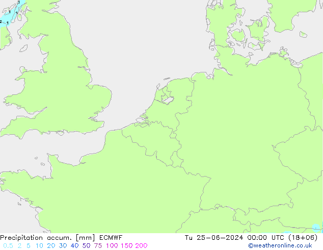Toplam Yağış ECMWF Sa 25.06.2024 00 UTC
