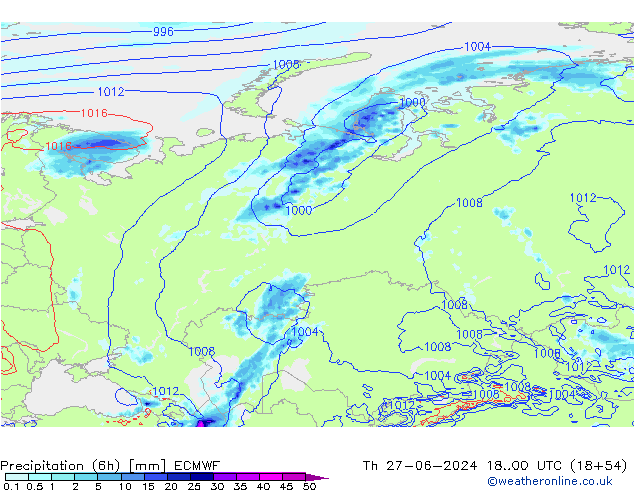 Z500/Rain (+SLP)/Z850 ECMWF Th 27.06.2024 00 UTC