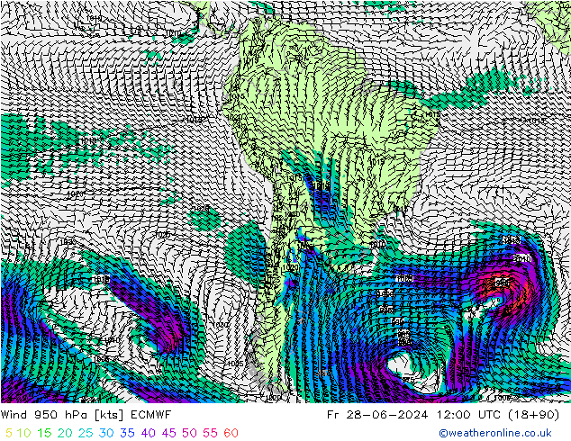 Wind 950 hPa ECMWF Pá 28.06.2024 12 UTC