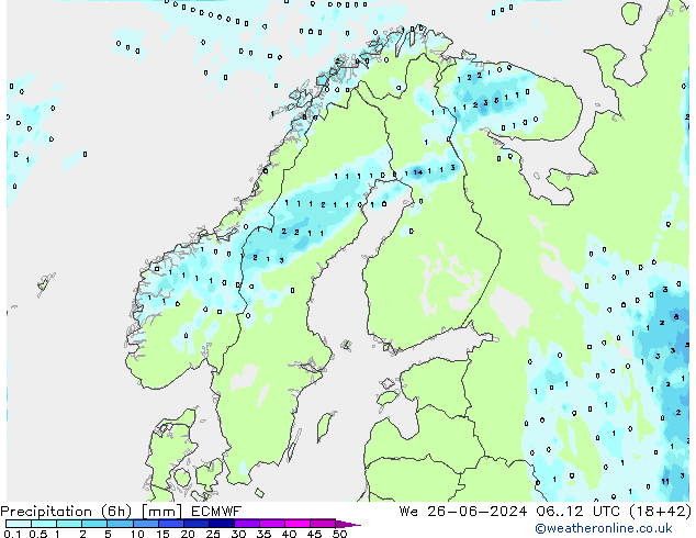 Z500/Rain (+SLP)/Z850 ECMWF Mi 26.06.2024 12 UTC