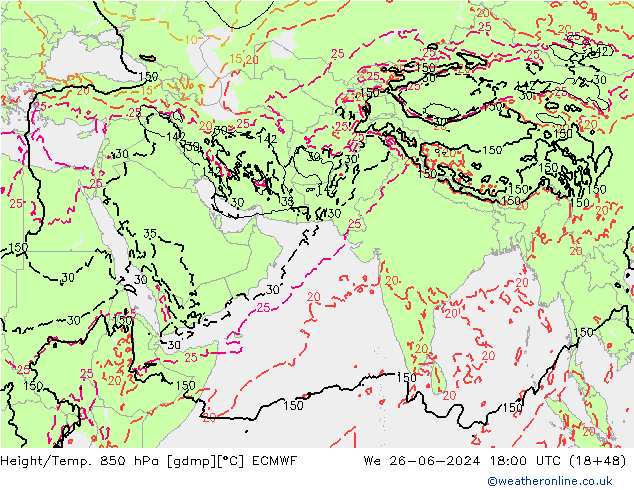 Z500/Rain (+SLP)/Z850 ECMWF śro. 26.06.2024 18 UTC