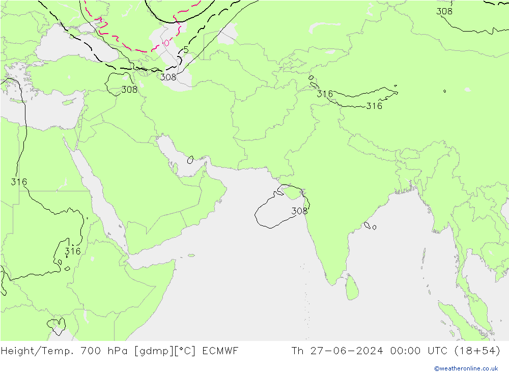 Height/Temp. 700 hPa ECMWF  27.06.2024 00 UTC