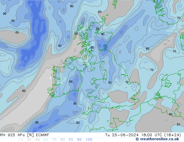 Humedad rel. 925hPa ECMWF mar 25.06.2024 18 UTC