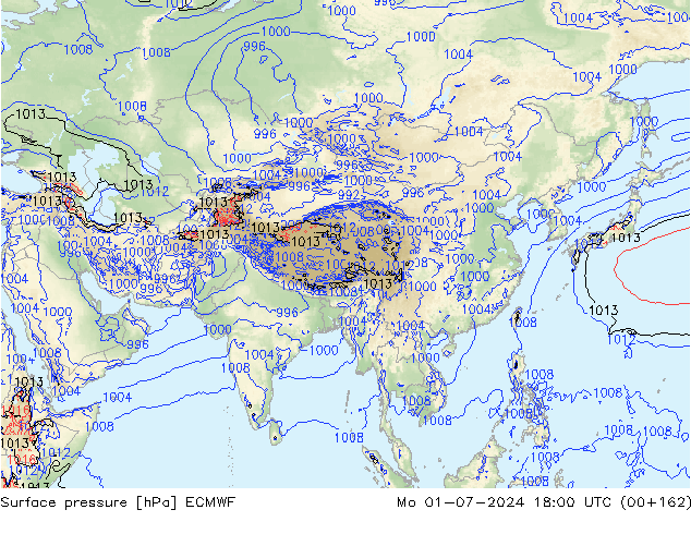 ciśnienie ECMWF pon. 01.07.2024 18 UTC